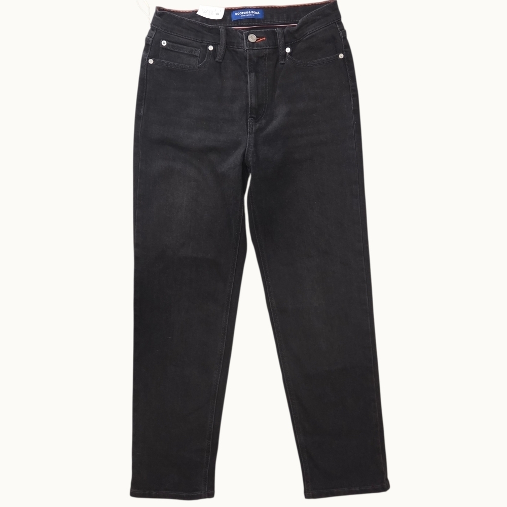 NWT Scotch & Soda Amsterdam High Rise Straight Leg Jeans – Black – Size 8 - Picture 3 of 7